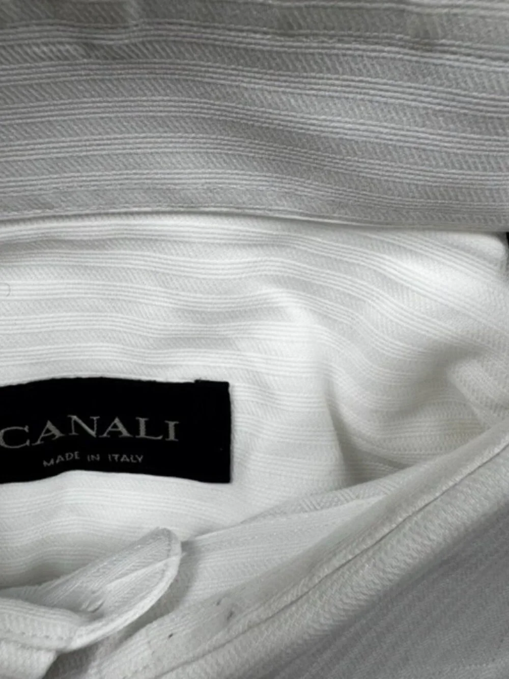 Lot of 3 Canali Dress Shirts Men's Size 44 17.5 White Cotton Business Button-Up - Picture 3 of 11